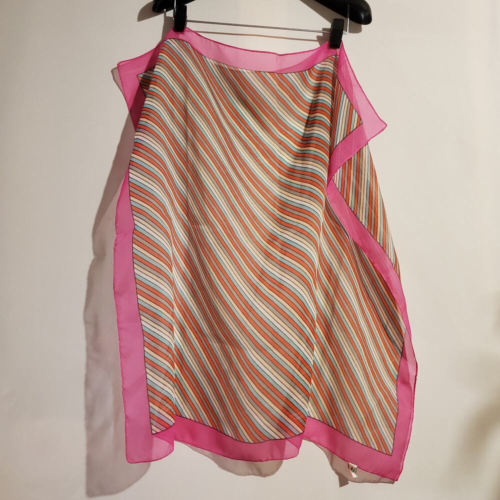Morsly New York Vintage Retro Striped Square Italian Multicolor Scarf - Picture 3 of 6